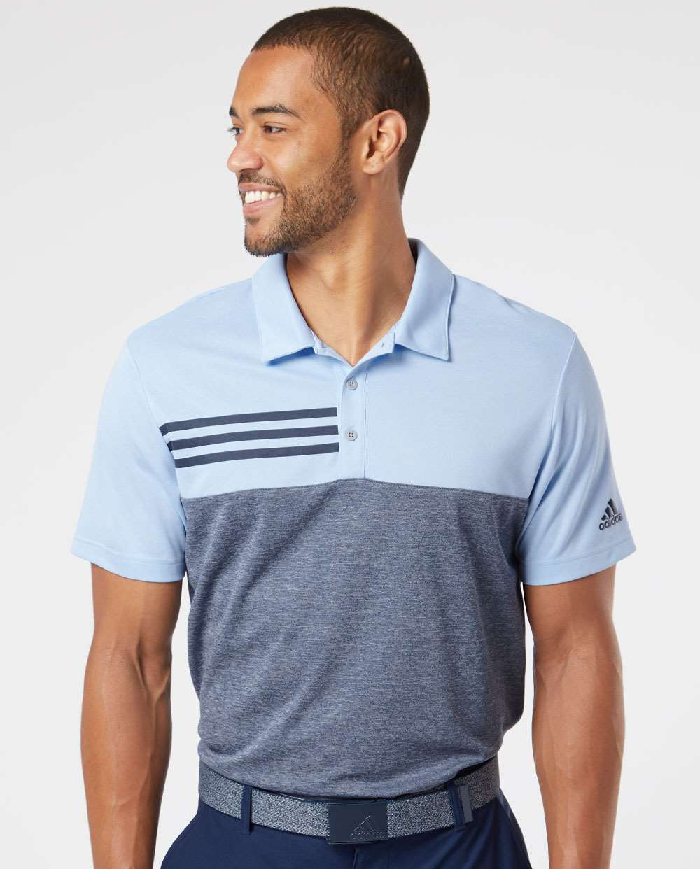 no-logo Adidas Heathered Colorblock 3-Stripes Sport Shirt-Men's Polos-Adidas-Thread Logic