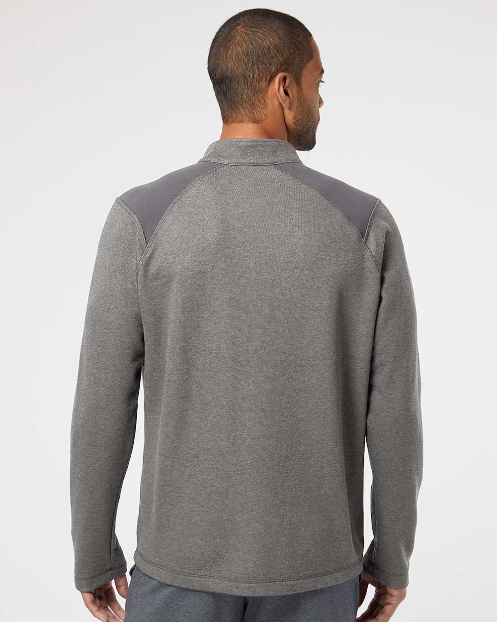 no-logo Adidas Heathered Quarter Zip Pullover with Colorblocked Shoulders-Men's Layering-Adidas-Thread Logic