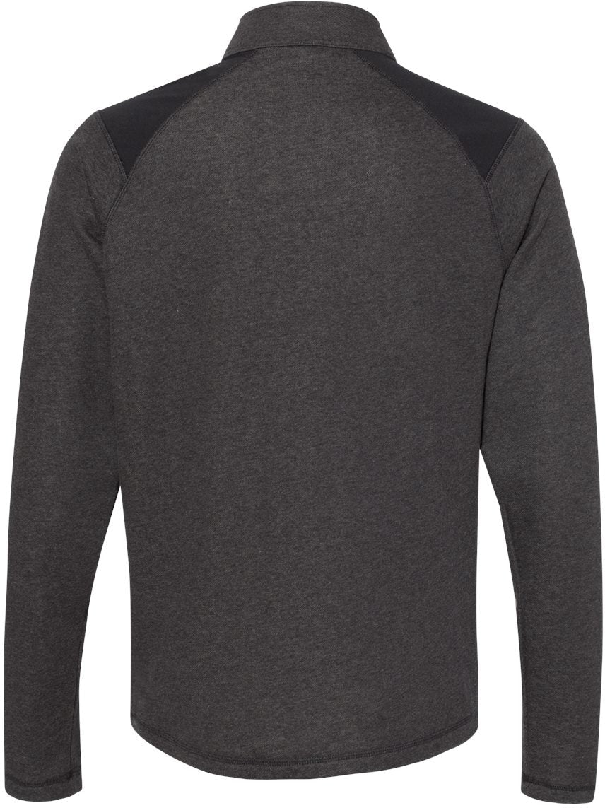 no-logo Adidas Heathered Quarter Zip Pullover with Colorblocked Shoulders-Men's Layering-Adidas-Thread Logic