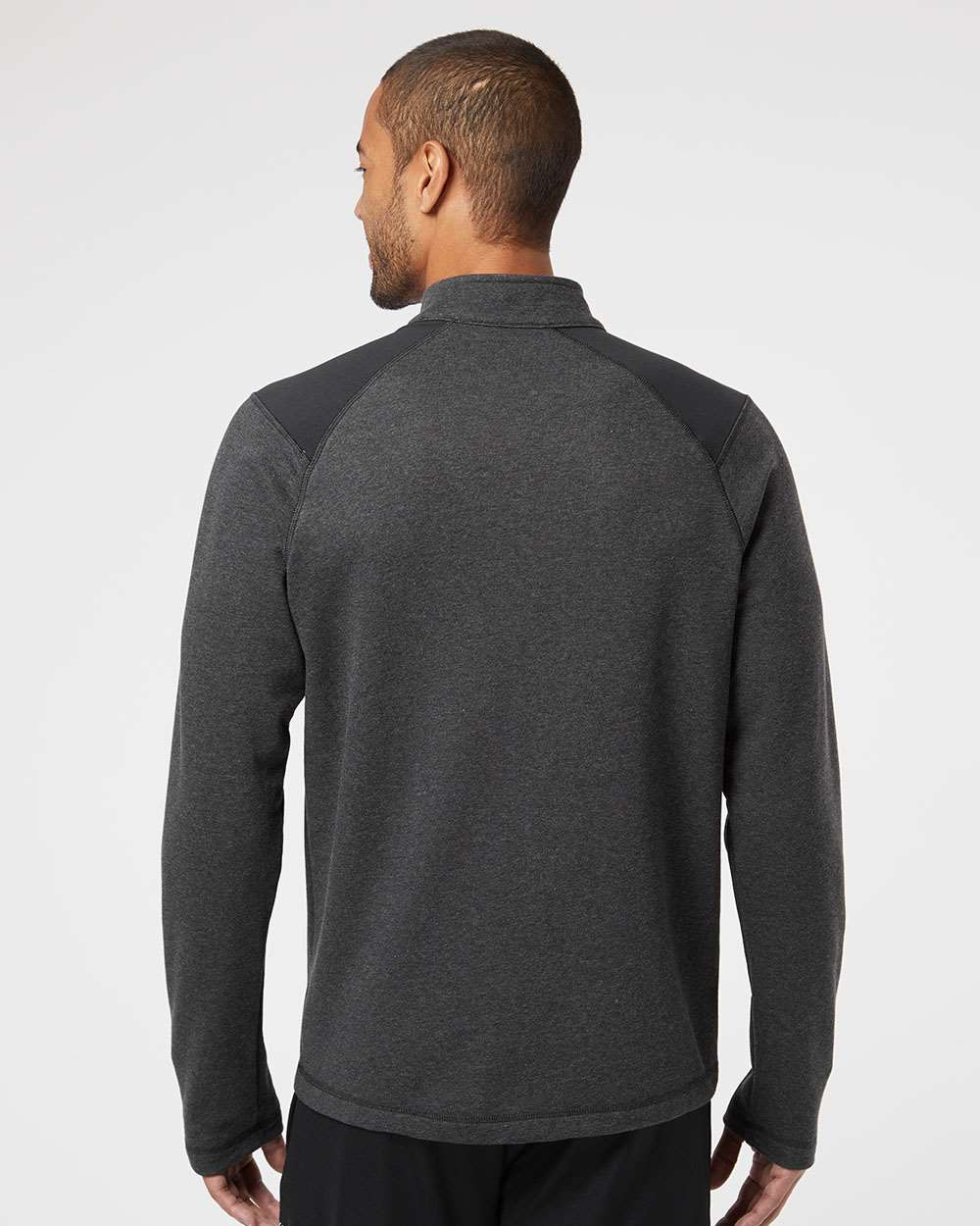 no-logo Adidas Heathered Quarter Zip Pullover with Colorblocked Shoulders-Men's Layering-Adidas-Thread Logic