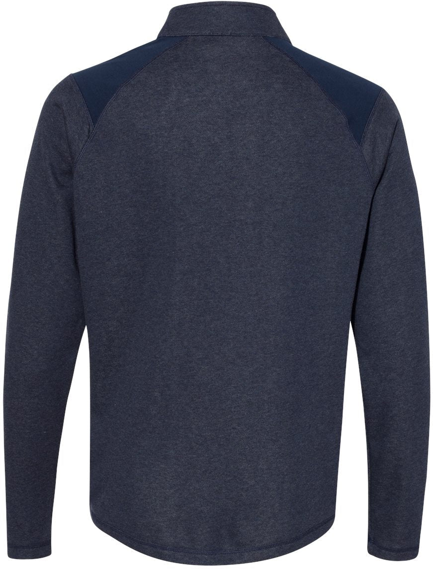 no-logo Adidas Heathered Quarter Zip Pullover with Colorblocked Shoulders-Men's Layering-Adidas-Thread Logic