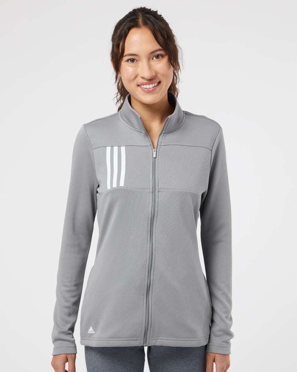 no-logo Adidas Ladies 3-Stripes Double Knit Full-Zip-Ladies Layering-Adidas-Thread Logic