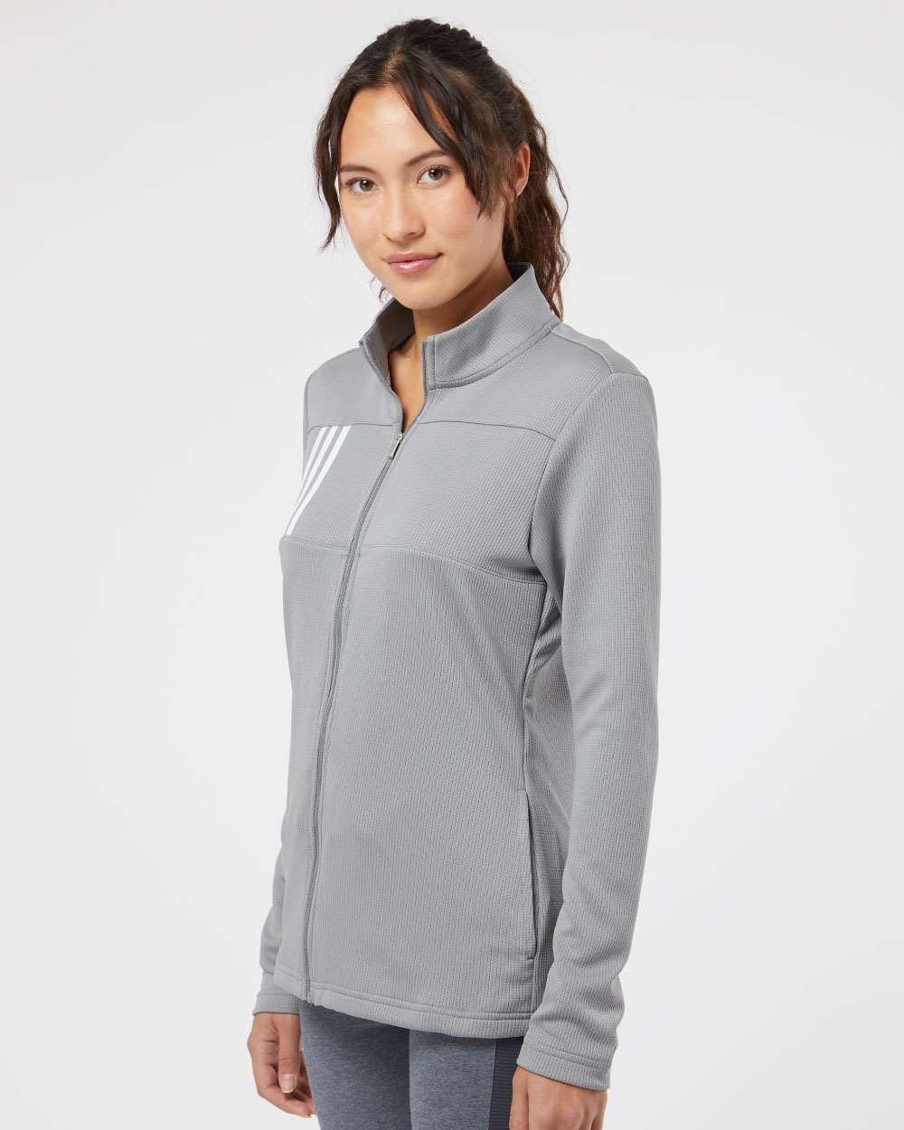 no-logo Adidas Ladies 3-Stripes Double Knit Full-Zip-Ladies Layering-Adidas-Thread Logic