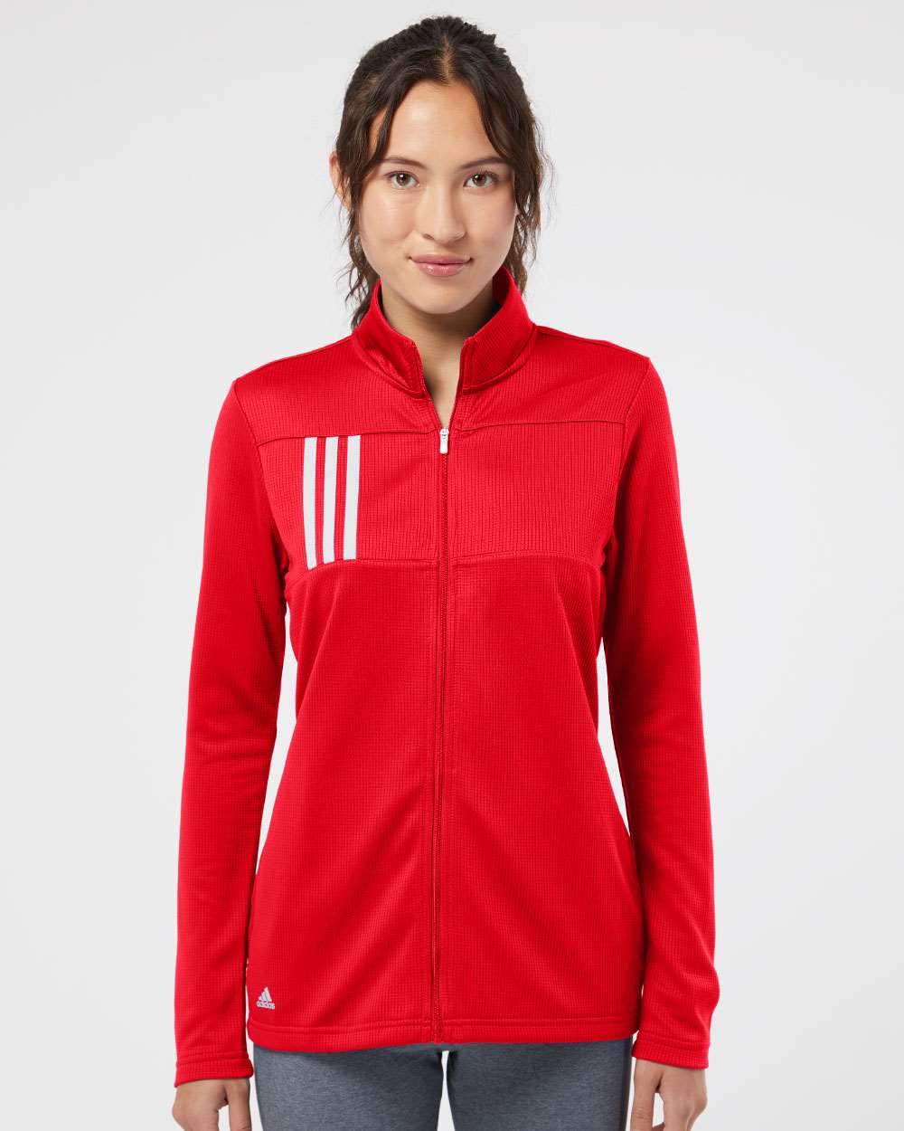 no-logo Adidas Ladies 3-Stripes Double Knit Full-Zip-Ladies Layering-Adidas-Thread Logic