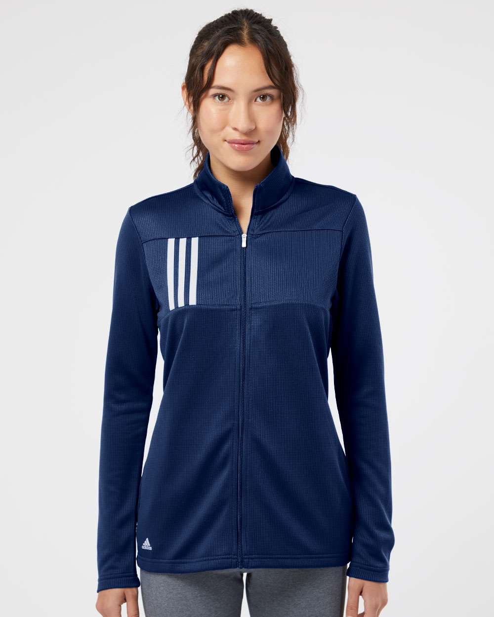 no-logo Adidas Ladies 3-Stripes Double Knit Full-Zip-Ladies Layering-Adidas-Thread Logic