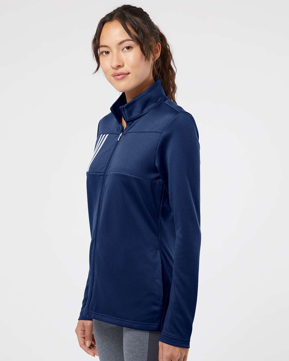 no-logo Adidas Ladies 3-Stripes Double Knit Full-Zip-Ladies Layering-Adidas-Thread Logic