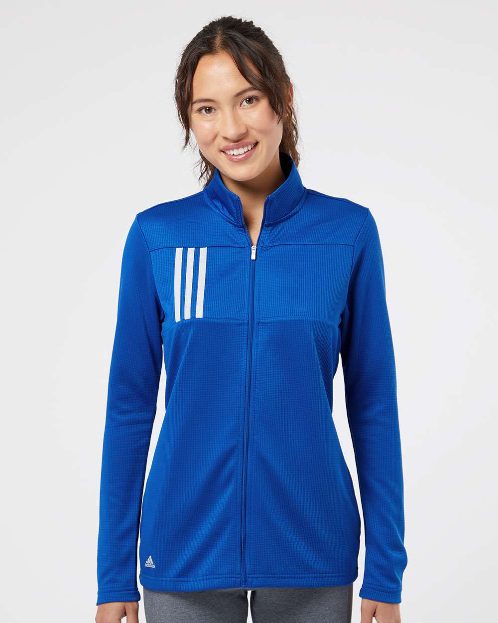 no-logo Adidas Ladies 3-Stripes Double Knit Full-Zip-Ladies Layering-Adidas-Thread Logic