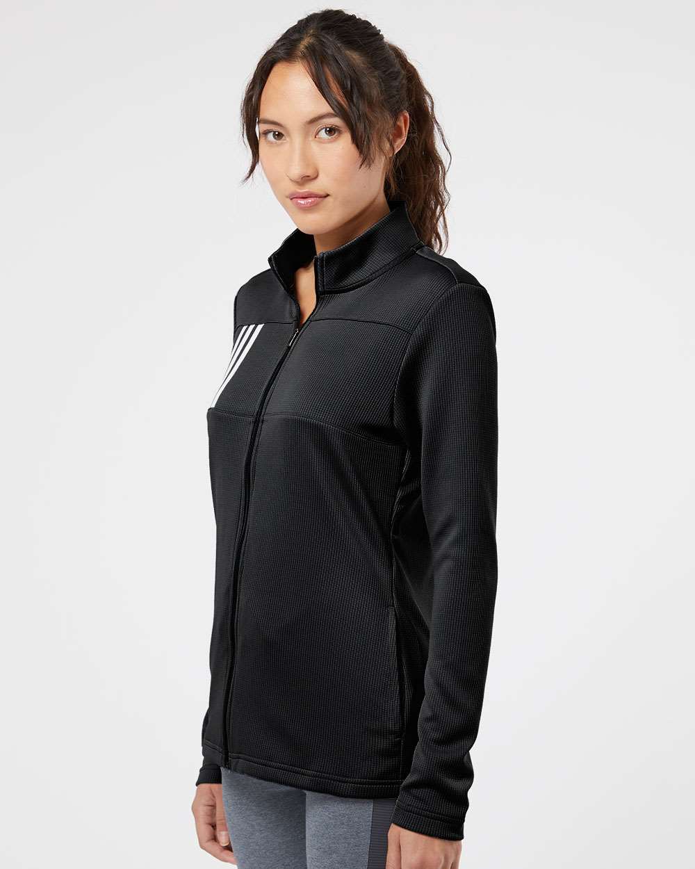 no-logo Adidas Ladies 3-Stripes Double Knit Full-Zip-Ladies Layering-Adidas-Thread Logic