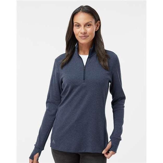 no-logo Adidas Ladies 3-Stripes Quarter-Zip Sweater-Apparel-Adidas-Thread Logic