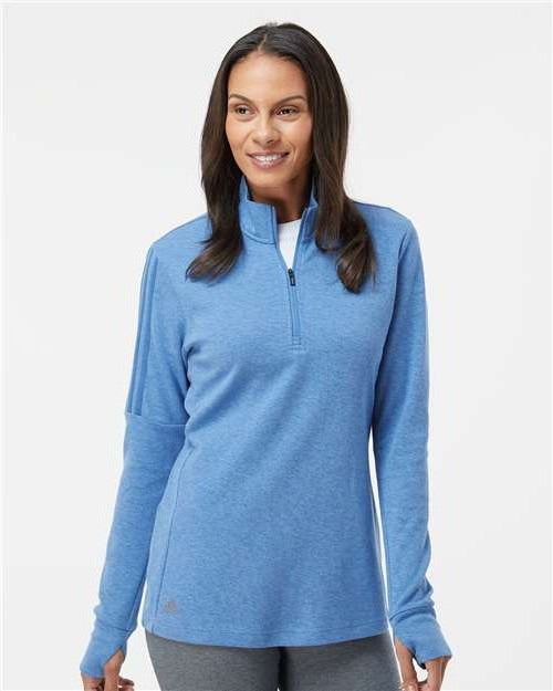 no-logo Adidas Ladies 3-Stripes Quarter-Zip Sweater-Apparel-Adidas-Thread Logic