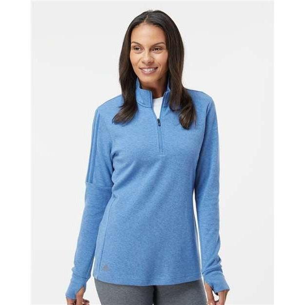 no-logo Adidas Ladies 3-Stripes Quarter-Zip Sweater-Apparel-Adidas-Thread Logic