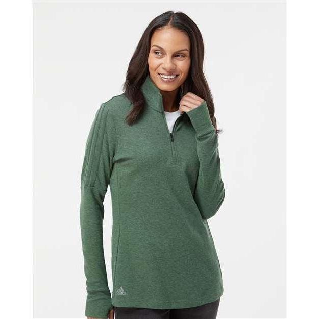 no-logo Adidas Ladies 3-Stripes Quarter-Zip Sweater-Apparel-Adidas-Thread Logic