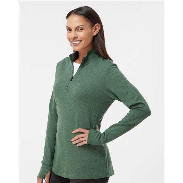 no-logo Adidas Ladies 3-Stripes Quarter-Zip Sweater-Apparel-Adidas-Thread Logic