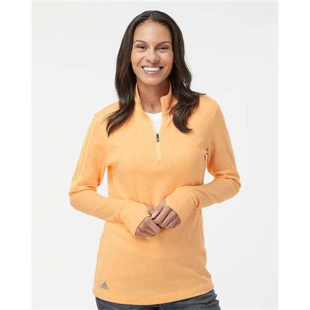 no-logo Adidas Ladies 3-Stripes Quarter-Zip Sweater-Apparel-Adidas-Thread Logic