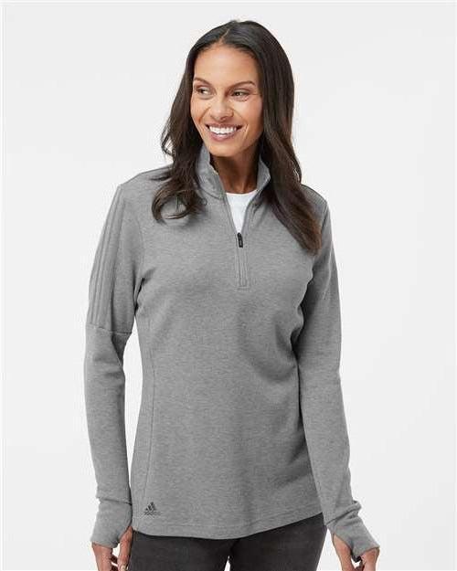 no-logo Adidas Ladies 3-Stripes Quarter-Zip Sweater-Apparel-Adidas-Thread Logic