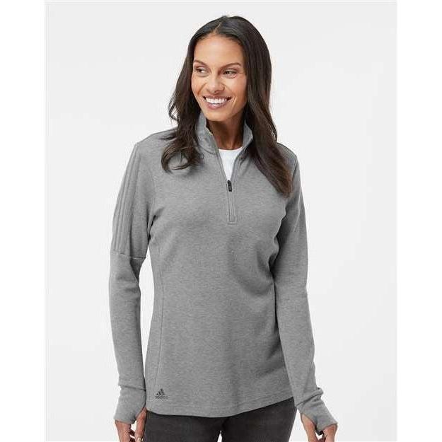no-logo Adidas Ladies 3-Stripes Quarter-Zip Sweater-Apparel-Adidas-Thread Logic