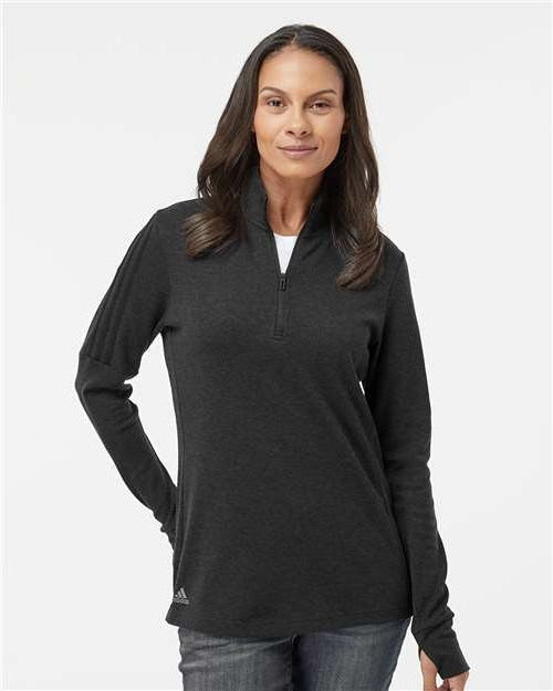 no-logo Adidas Ladies 3-Stripes Quarter-Zip Sweater-Apparel-Adidas-Thread Logic