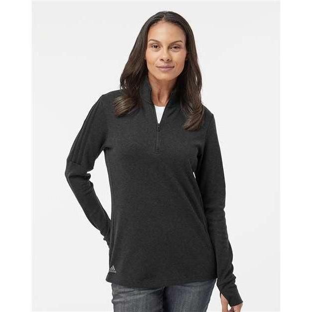 no-logo Adidas Ladies 3-Stripes Quarter-Zip Sweater-Apparel-Adidas-Thread Logic