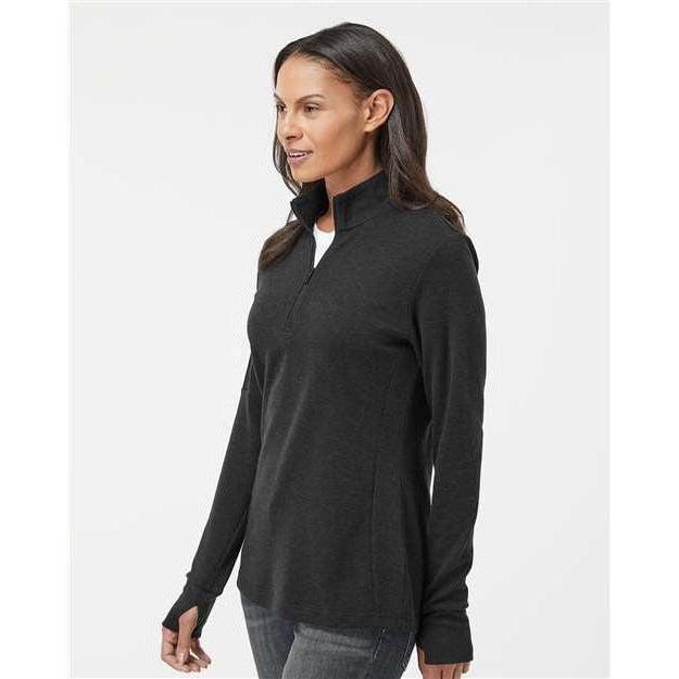 no-logo Adidas Ladies 3-Stripes Quarter-Zip Sweater-Apparel-Adidas-Thread Logic