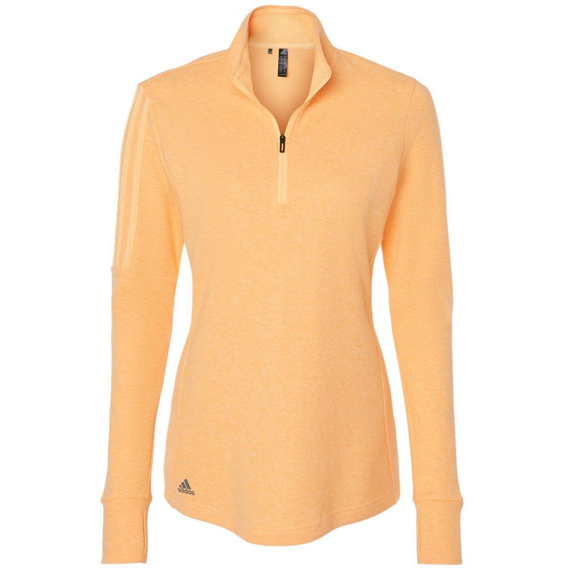 no-logo Adidas Ladies 3-Stripes Quarter-Zip Sweater-Apparel-Adidas-Acid Orange Melange-S-Thread Logic