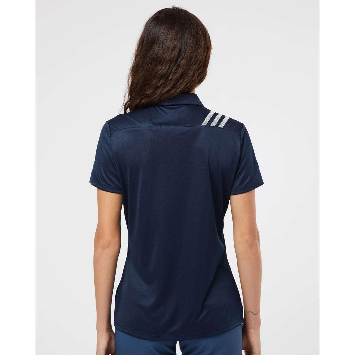 no-logo Adidas Women's 3-Stripes Shoulder Polo-Ladies Polos-Adidas-Thread Logic