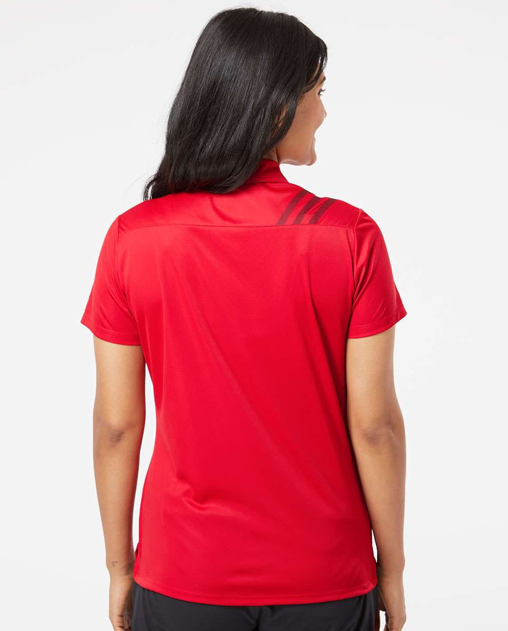 no-logo Adidas Ladies 3-Stripes Shoulder Polo-Ladies Polos-Adidas-Thread Logic