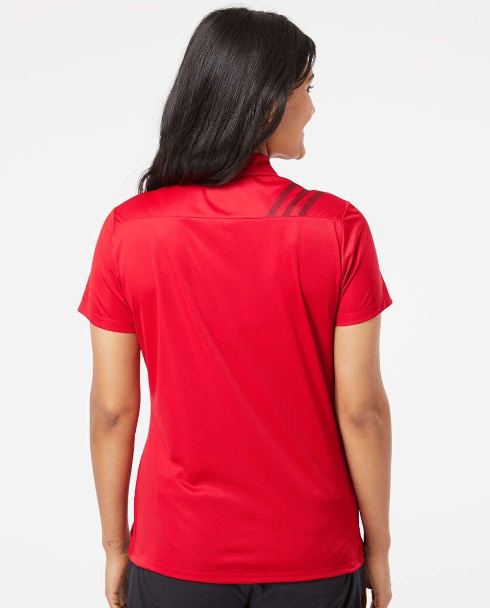 no-logo Adidas Ladies 3-Stripes Shoulder Polo-Ladies Polos-Adidas-Thread Logic