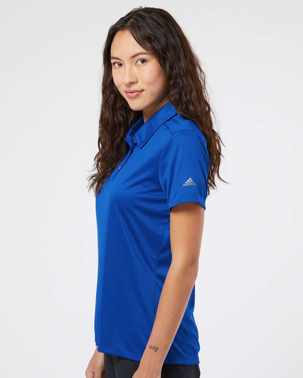 no-logo Adidas Ladies 3-Stripes Shoulder Polo-Ladies Polos-Adidas-Thread Logic
