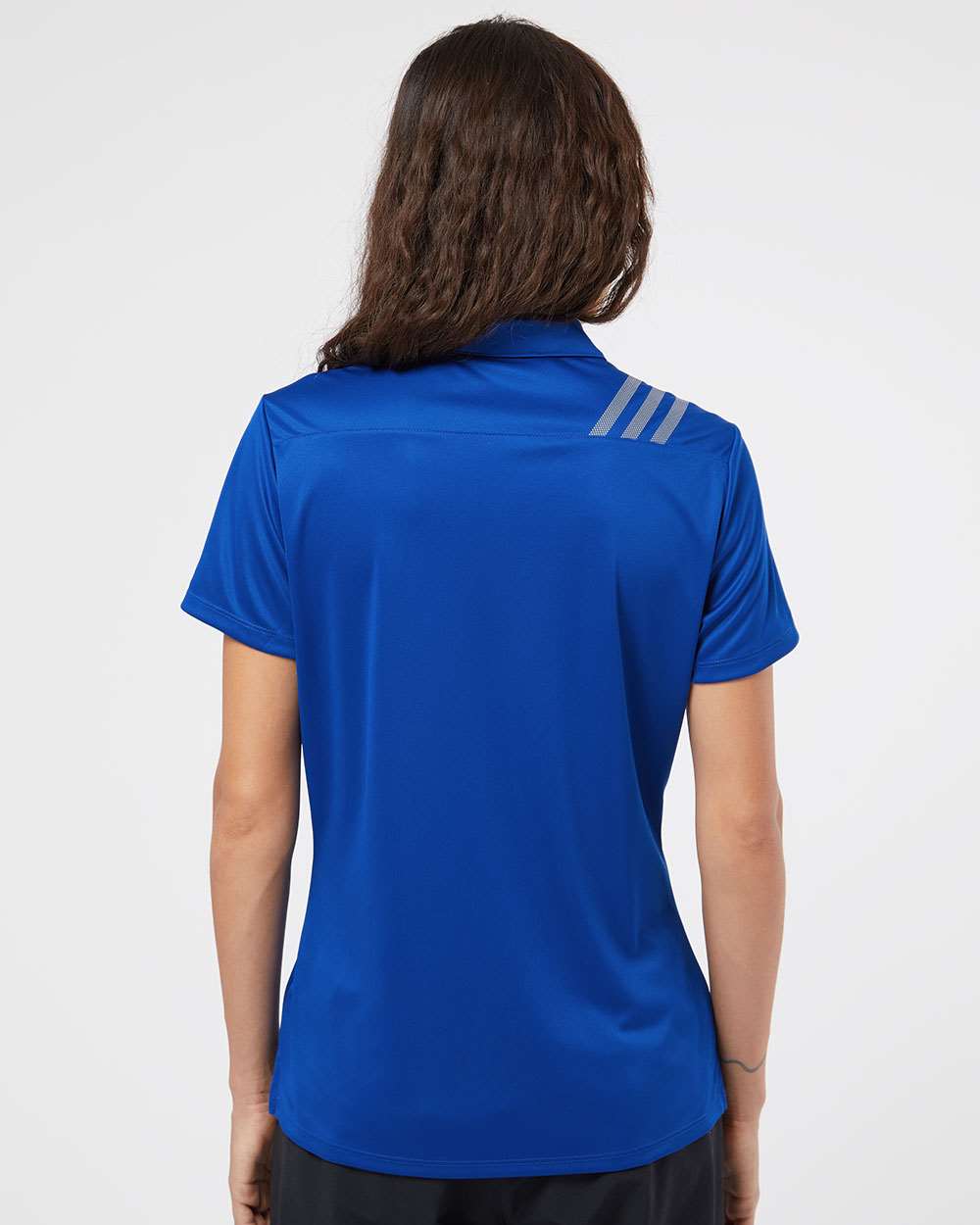 no-logo Adidas Ladies 3-Stripes Shoulder Polo-Ladies Polos-Adidas-Thread Logic