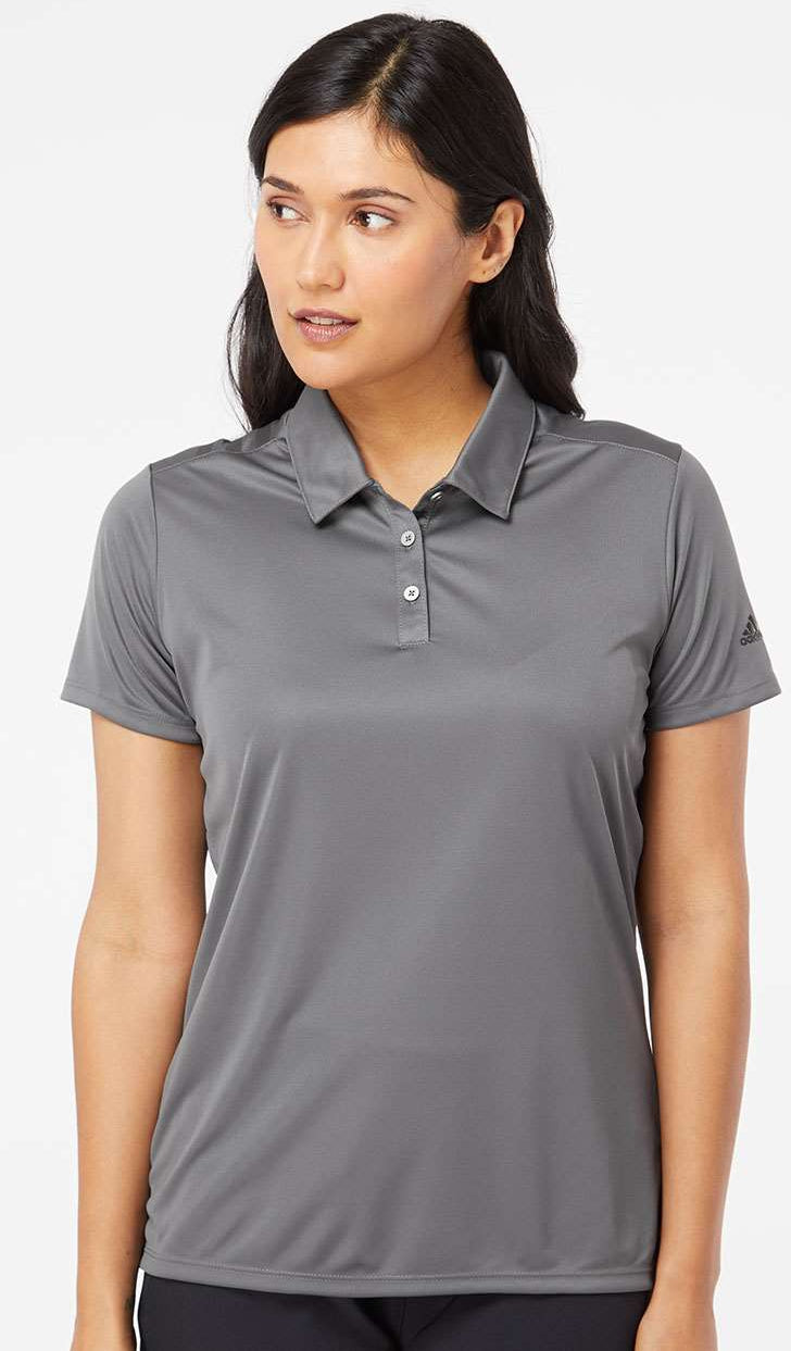 no-logo Adidas Ladies 3-Stripes Shoulder Polo-Ladies Polos-Adidas-Thread Logic