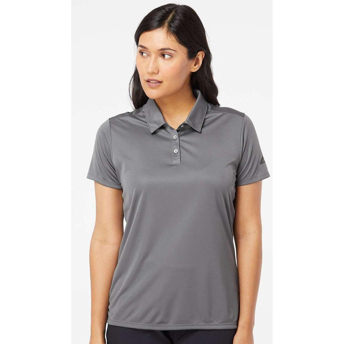 no-logo Adidas Women's 3-Stripes Shoulder Polo-Ladies Polos-Adidas-Thread Logic