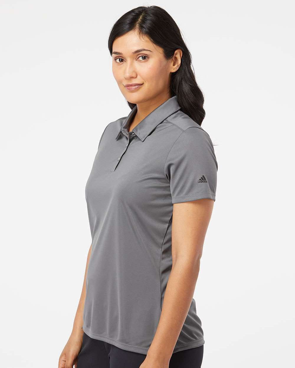 no-logo Adidas Ladies 3-Stripes Shoulder Polo-Ladies Polos-Adidas-Thread Logic
