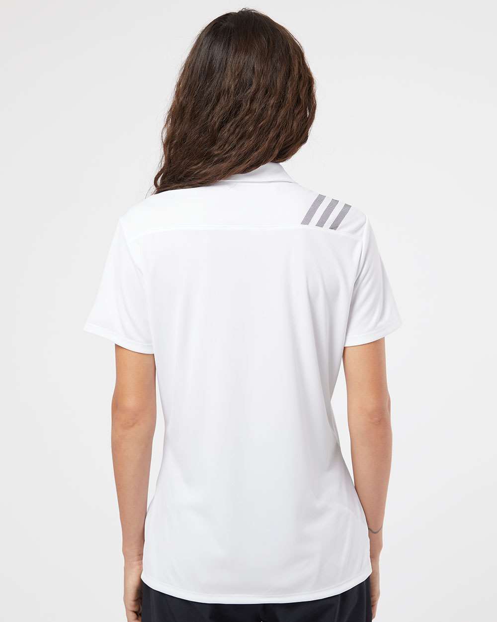 no-logo Adidas Ladies 3-Stripes Shoulder Polo-Ladies Polos-Adidas-Thread Logic