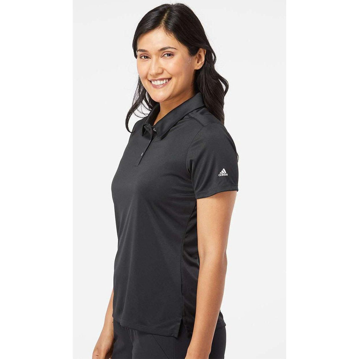 no-logo Adidas Women's 3-Stripes Shoulder Polo-Ladies Polos-Adidas-Thread Logic