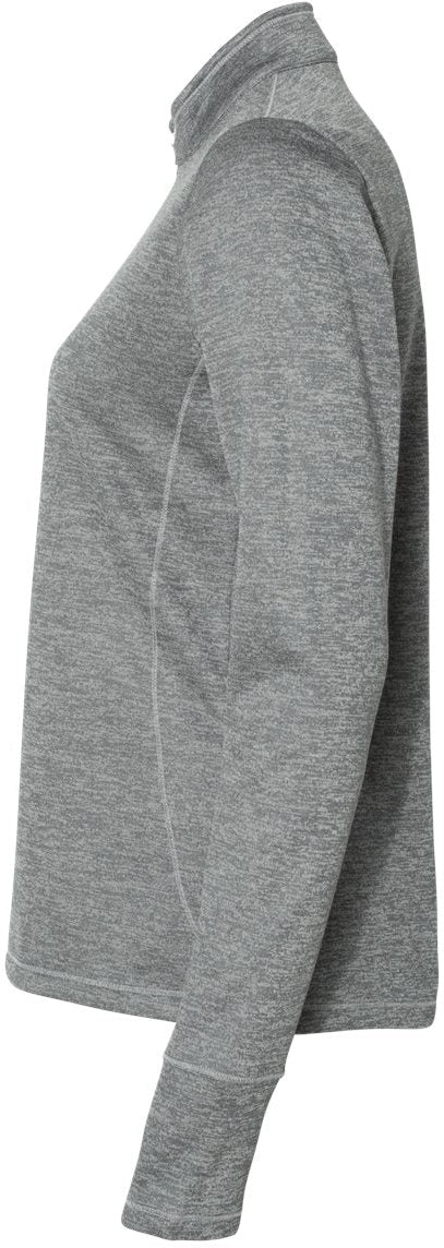 no-logo Adidas Ladies Brushed Terry Heathered QuarterZip Pullover-Ladies Layering-Adidas-Thread Logic