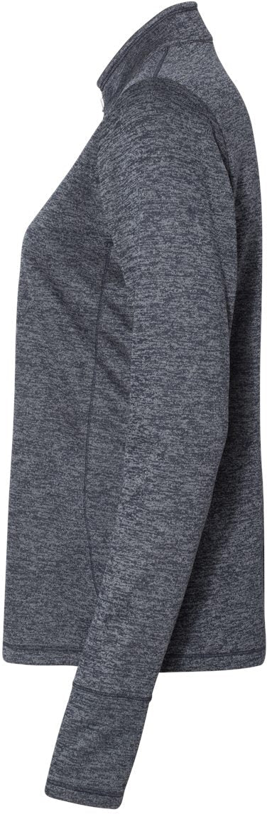 no-logo Adidas Ladies Brushed Terry Heathered QuarterZip Pullover-Ladies Layering-Adidas-Thread Logic