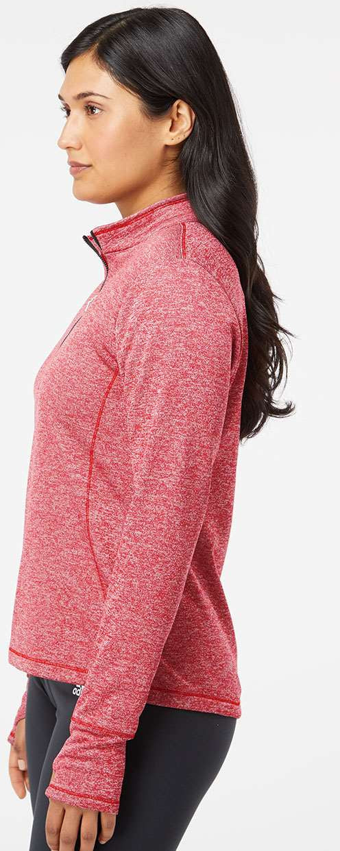 no-logo Adidas Ladies Brushed Terry Heathered QuarterZip Pullover-Ladies Layering-Adidas-Thread Logic