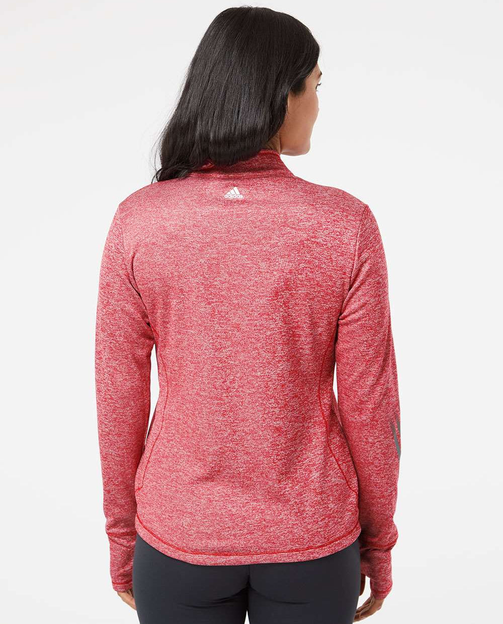 no-logo Adidas Ladies Brushed Terry Heathered QuarterZip Pullover-Ladies Layering-Adidas-Thread Logic