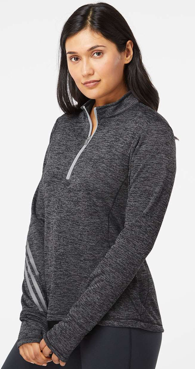 no-logo Adidas Ladies Brushed Terry Heathered QuarterZip Pullover-Ladies Layering-Adidas-Thread Logic