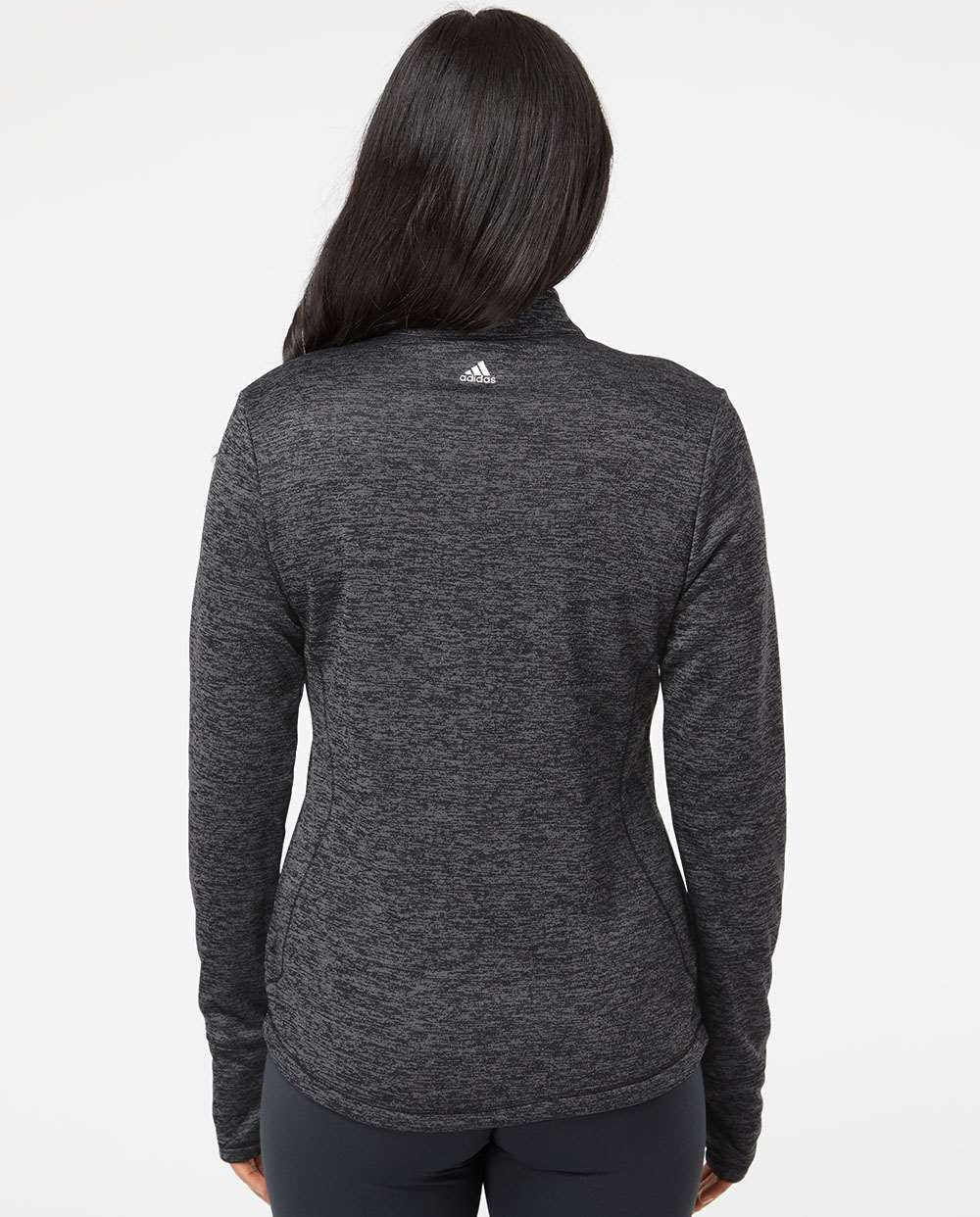 no-logo Adidas Ladies Brushed Terry Heathered QuarterZip Pullover-Ladies Layering-Adidas-Thread Logic