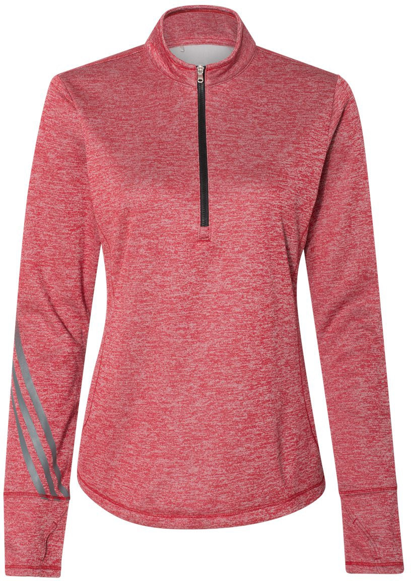Adidas Ladies Brushed Terry Heathered QuarterZip Pullover