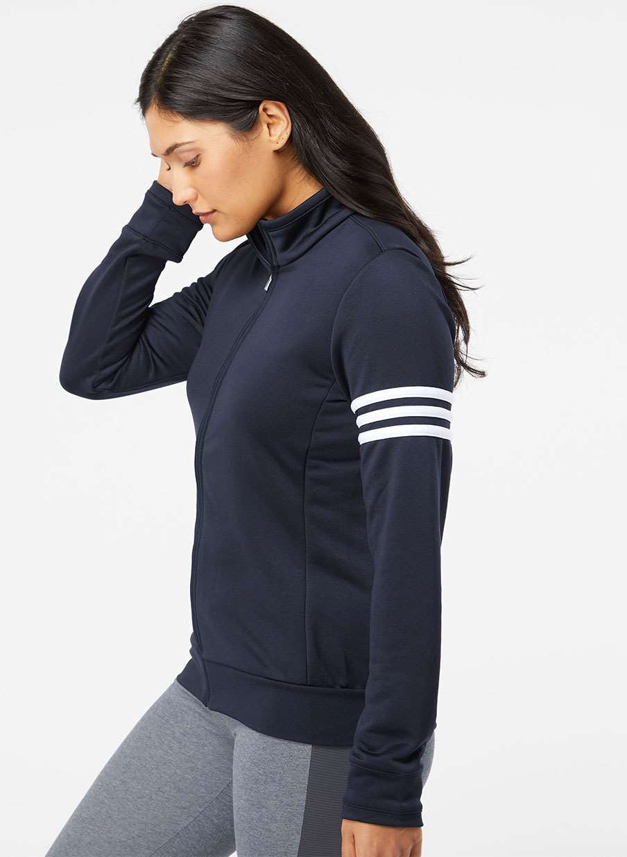 no-logo Adidas Ladies ClimaLite 3-Stripes French Terry Quarter Zip Pullover-Ladies Layering-Adidas-Thread Logic