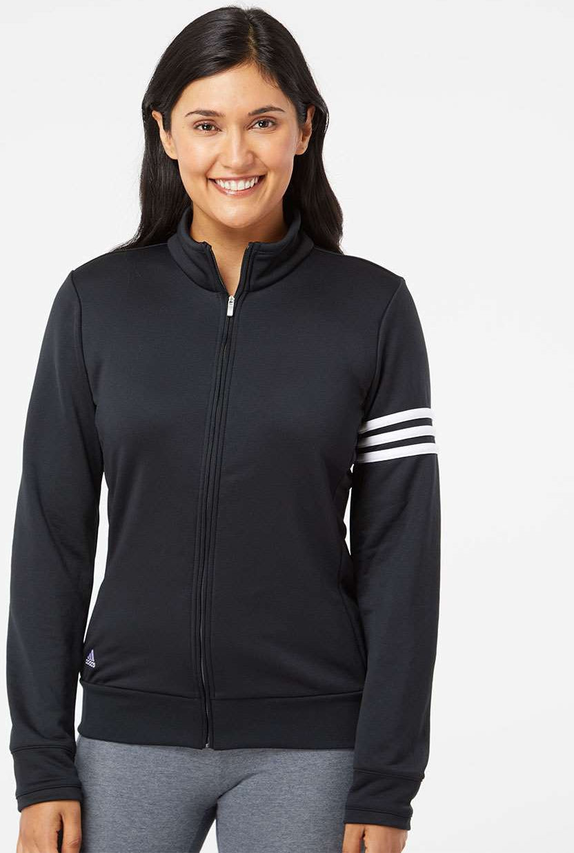 no-logo Adidas Ladies ClimaLite 3-Stripes French Terry Quarter Zip Pullover-Ladies Layering-Adidas-Thread Logic