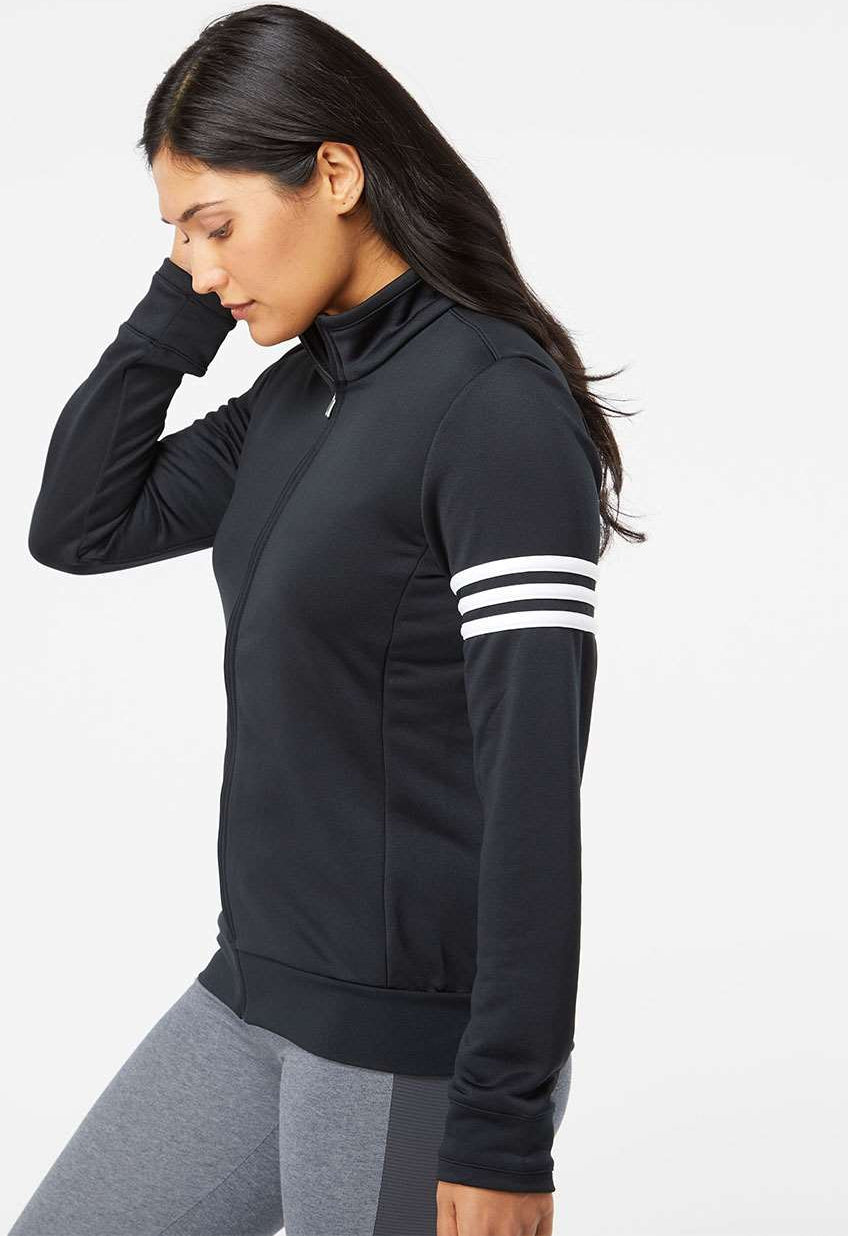no-logo Adidas Ladies ClimaLite 3-Stripes French Terry Quarter Zip Pullover-Ladies Layering-Adidas-Thread Logic