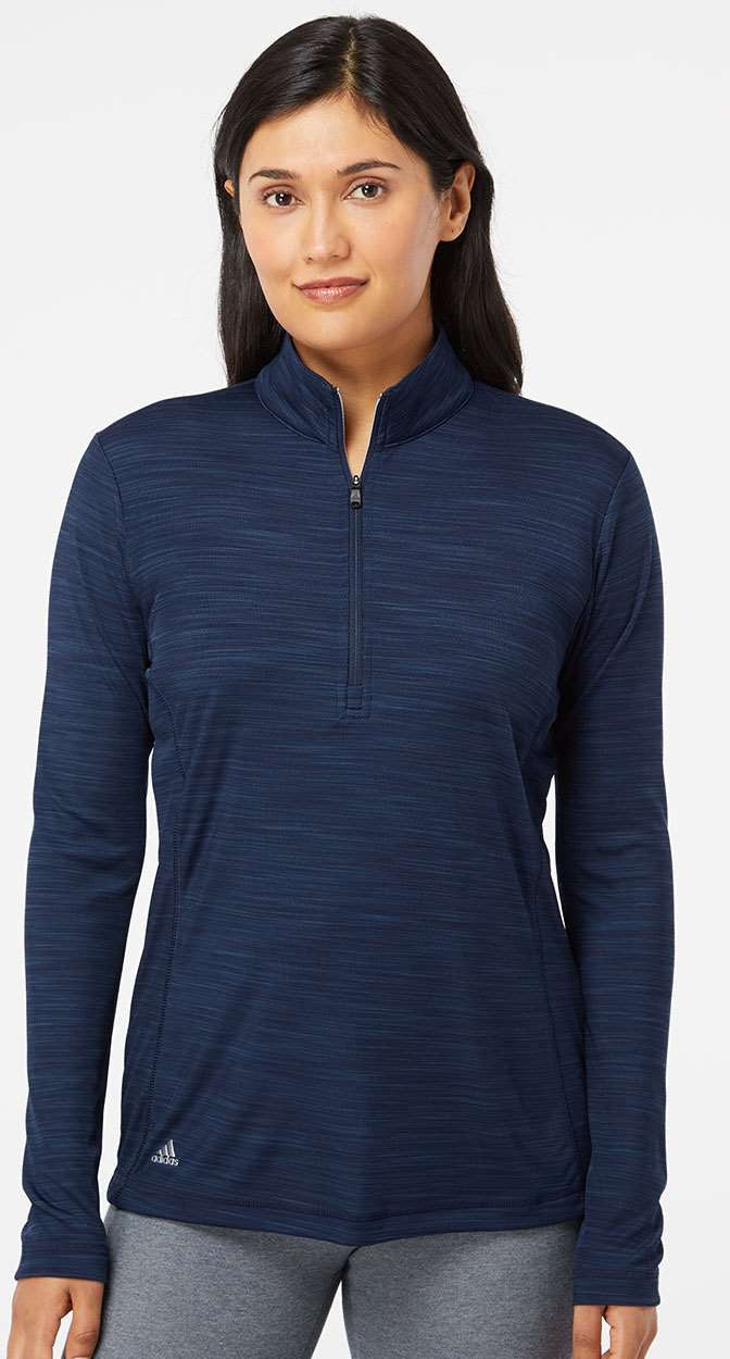 no-logo Adidas Ladies Lightweight Mélange QuarterZip Pullover-Ladies Layering-Adidas-Thread Logic
