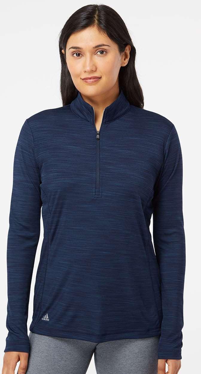 no-logo Adidas Ladies Lightweight Mélange QuarterZip Pullover-Ladies Layering-Adidas-Thread Logic