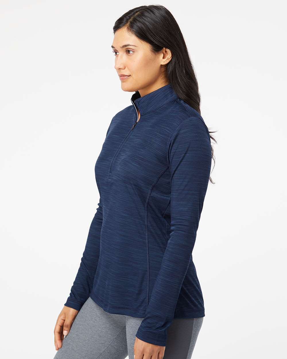 no-logo Adidas Ladies Lightweight Mélange QuarterZip Pullover-Ladies Layering-Adidas-Thread Logic