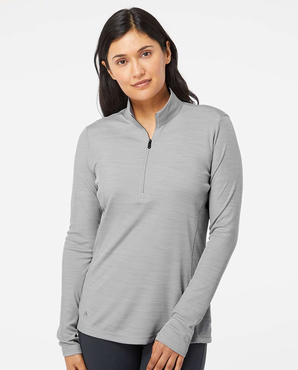 no-logo Adidas Ladies Lightweight Mélange QuarterZip Pullover-Ladies Layering-Adidas-Thread Logic