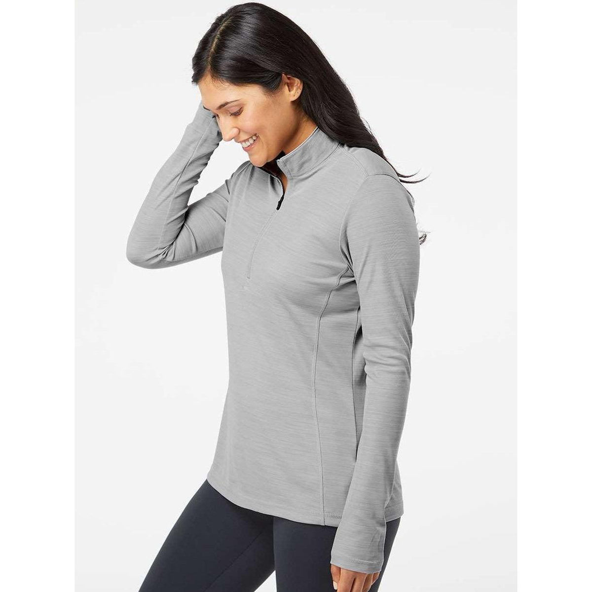 no-logo Adidas Women's Lightweight Mélange QuarterZip Pullover-Quarter Zips-Adidas-Thread Logic