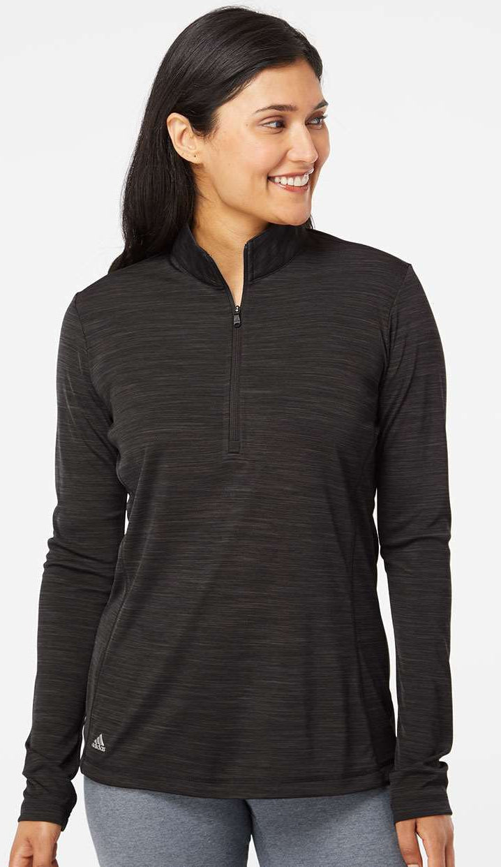 no-logo Adidas Ladies Lightweight Mélange QuarterZip Pullover-Ladies Layering-Adidas-Thread Logic
